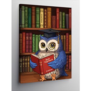 Kanvas Tablo Bilge Baykuş Ve Kitaplar 50x70 cm