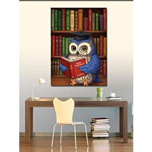 Kanvas Tablo Bilge Baykuş Ve Kitaplar 50x70 cm