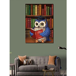 Kanvas Tablo Bilge Baykuş Ve Kitaplar 50x70 cm