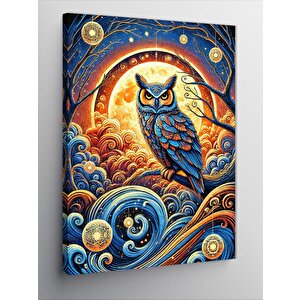 Kanvas Tablo Geceyi İzleyen Mistik Baykuş 50x70 cm