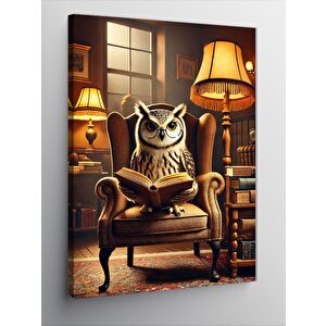 Kanvas Tablo Koltuğunda Oturan Baykuş 50x70 cm