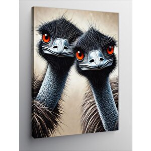 Kanvas Tablo İki Devekuşu Ve Meraklı Bakış 70x100 cm