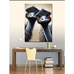 Kanvas Tablo İki Devekuşu Ve Meraklı Bakış 70x100 cm