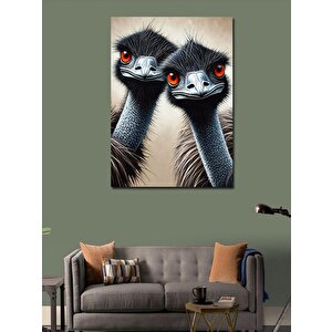 Kanvas Tablo İki Devekuşu Ve Meraklı Bakış 70x100 cm