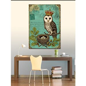 Kanvas Tablo Taçlı Baykuş Ve Yuvası 100x140 cm