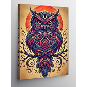 Kanvas Tablo Mistik Desenli Baykuş Çizimi 70x100 cm