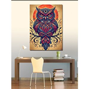 Kanvas Tablo Mistik Desenli Baykuş Çizimi 70x100 cm