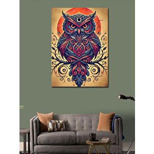 Kanvas Tablo Mistik Desenli Baykuş Çizimi 70x100 cm