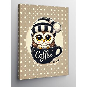 Kanvas Tablo Baykuşlu Kahve Kupası 100x140 cm