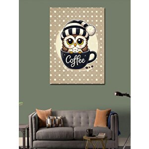 Kanvas Tablo Baykuşlu Kahve Kupası 100x140 cm