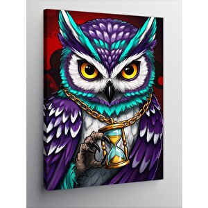 Kanvas Tablo Baykuş Ve Gece Lambası 50x70 cm