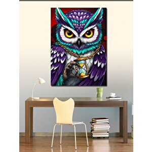 Kanvas Tablo Baykuş Ve Gece Lambası 50x70 cm