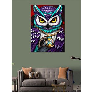 Kanvas Tablo Baykuş Ve Gece Lambası 50x70 cm