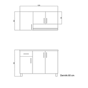 120 Cm Gölyazı Mini Mutfak Dolabı