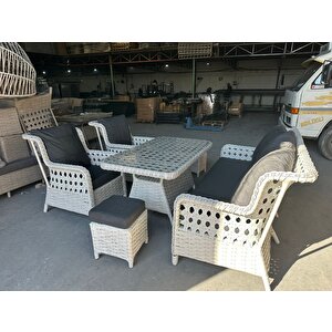 Zi̇gonzi̇ 3+1+1+masali+2 Puflu Rattan Bahçe Mobilyası