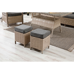 Vilza, 3+1+1 Rattan Bahçe Mobilyası, Cappuccino