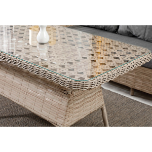 Vilza, 3+1+1 Rattan Bahçe Mobilyası, Cappuccino