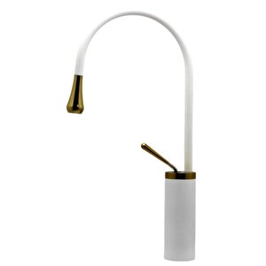 Damla Çanak Lavabo Bataryası Beyaz Gold 093001
