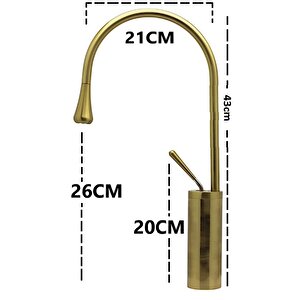 Damla Çanak Lavabo Bataryası Gold Mat 093001