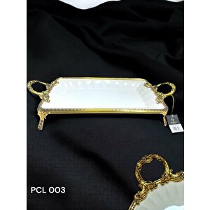 Elegance Dikdörtgen Sunum Tabak Gold 46 Cm Pcl003