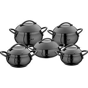 Jet Black Steel 10 Parça Çelik Tencere Seti Shs1310-g