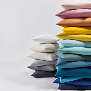 %100 Pamuklu Volanlı Süs Dikişli Koyu Gri 2 Adet 50x70 Yastık Kılıfı