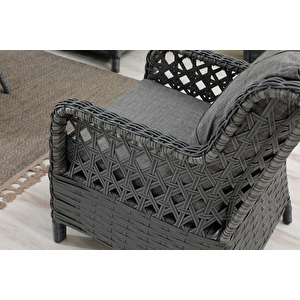 Vilza, 3+1+1 Rattan Bahçe Mobilyası, Antrasit