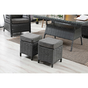 Vilza, 3+1+1 Rattan Bahçe Mobilyası, Antrasit