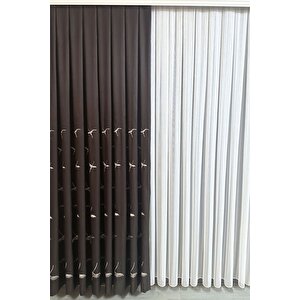 Anka Kuşu Nakışlı Kahve Fon Perde Büzgülü Pilesiz Tek Kanat