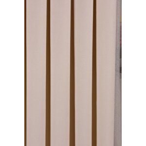 Ekru Düz Ada Fon Perde V-12489 Tek Kanat 1x3 Sık Pile 200x240 cm