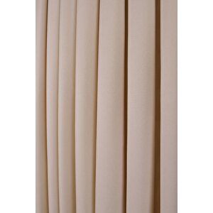 Ekru Düz Ada Fon Perde V-12489 Tek Kanat 1x3 Sık Pile 140x240 cm