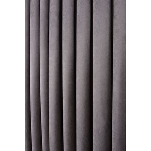 Gri Düz Ada Fon Perde V-12488 Tek Kanat 1x3 Sık Pile 360x240 cm