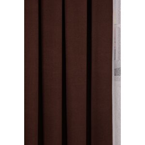 Kahverengi Düz Ada Fon Perde V-28 Tek Kanat 1x3 Sık Pile 110x240 cm
