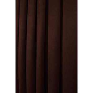 Kahverengi Düz Ada Fon Perde V-28 Tek Kanat 1x3 Sık Pile 110x240 cm