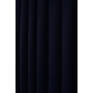 Lacivert Düz Ada Fon Perde V-32 Tek Kanat 1x3 Sık Pile 220x240 cm
