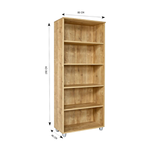 Kitaplık, Dosya Dolabı, Malzeme Rafı 190x80x40 Cm Safir Meşe