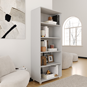 Kitaplık Dosya Dolabı Malzeme Rafı 190x80x40 Cm Gri