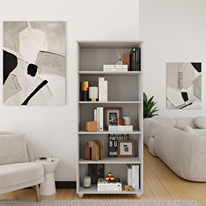 Kitaplık Dosya Dolabı Malzeme Rafı 190x80x40 Cm Gri
