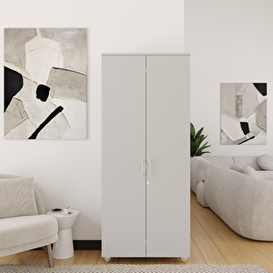 Kilitli Ve Bölmeli Çok Amaçlı Dolap, Ofis Ve Ev Için Kilitlenebilir Ahşap Dolap, 190x80x40cm