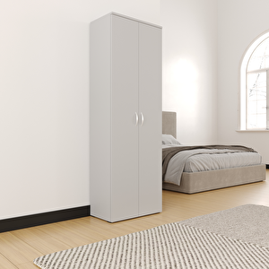 Temizlik Malzemeleri Dolabı, Ahşap Gardırop, Elbise Dolabı, Çok Amaçlı Dolap, 60x34x180cm