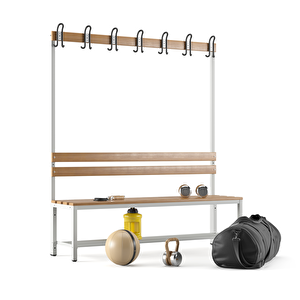 Ayakkabılıklı 4 Ayaklı Tek Taraflı Bank, Kanca Şeritli Bank, 7 Kanca, 150x43x170 Cm, Spor Bankı