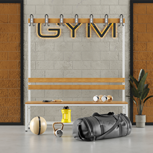 Ayakkabılıklı 4 Ayaklı Tek Taraflı Bank, Kanca Şeritli Bank, 7 Kanca, 150x43x170 Cm, Spor Bankı