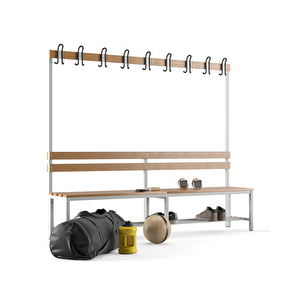 Ayakkabılıklı 6 Ayaklı Tek Taraflı Bank,  Kanca Şeritli Bank, 9 Kanca, 200x43x170 Cm, Spor Bankı