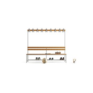 Ayakkabılıklı 6 Ayaklı Tek Taraflı Bank,  Kanca Şeritli Bank, 9 Kanca, 200x43x170 Cm, Spor Bankı