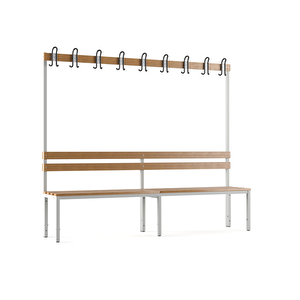 Ayakkabılıksız 6 Ayaklı Tek Taraflı Bank, Kanca Şeritli Bank, 9 Kanca, 200x43x170 Cm, Spor Bankı