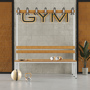 Ayakkabılıksız 4 Ayaklı Çift Taraflı Bank,  Kanca Şeritli Bank, 14 Kanca, 150x85x170 Cm, Spor Bankı