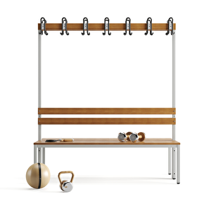 Ayakkabılıksız 4 Ayaklı Çift Taraflı Bank,  Kanca Şeritli Bank, 14 Kanca, 150x85x170 Cm, Spor Bankı