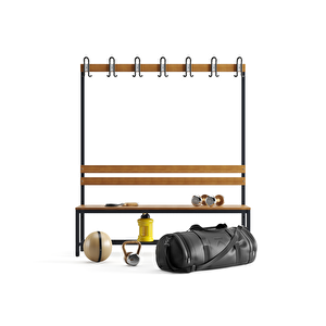Ayakkabılıklı 4 Ayaklı Tek Taraflı Bank, 7 Kanca, 150x43x170 Cm, Spor Bankı