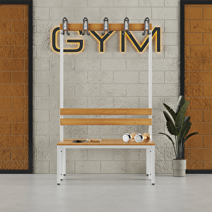Ayakkabılıksız 4 Ayaklı Çift Taraflı Bank, Kanca Şeritli Bank, 10 Kanca, 100x85x170 Cm, Spor Nankı