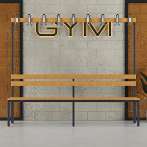 Ayakkabılıklı 6 Ayaklı Tek Taraflı Bank, 9 Kanca, 200x43x170 Cm, Spor Bankı